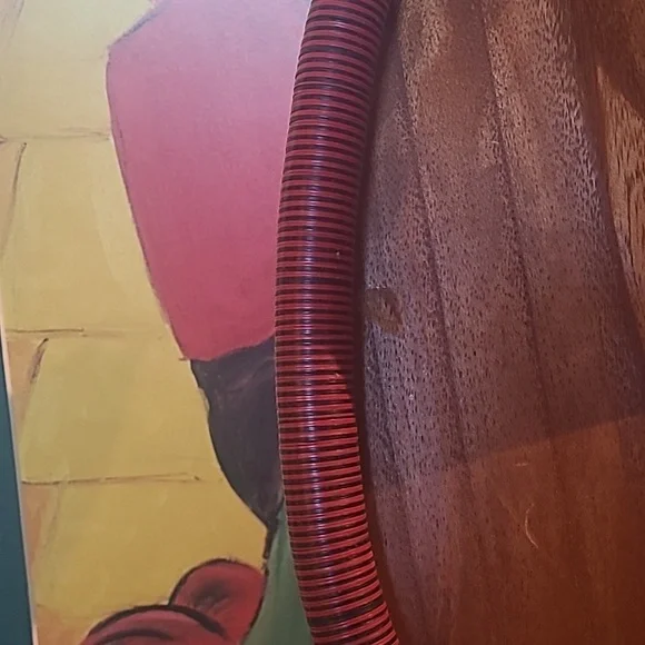 AFRICAN VINYL VULCANIC DISC HEISHI BEAD RED NECKLACE - Picture 4 of 5